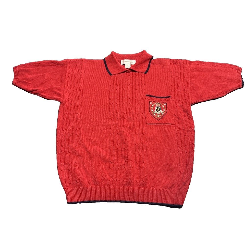 Vintage Michelle Stuart Short Sleeve Sweater Womens Medium Red Ramie Cotton